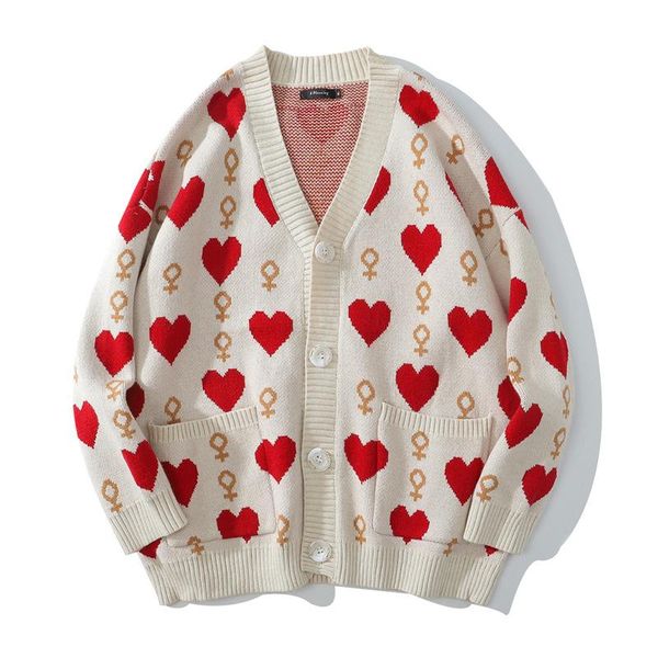 men's sweaters 2021 hip hop streetwear knitted sweater men heart pattern oversize cardigan harajuku loose casual pull homme, White;black
men's sweaters 2021 hip hop streetwear knitted sweater men heart pattern oversize cardigan harajuku loose casual pull homme, White;black