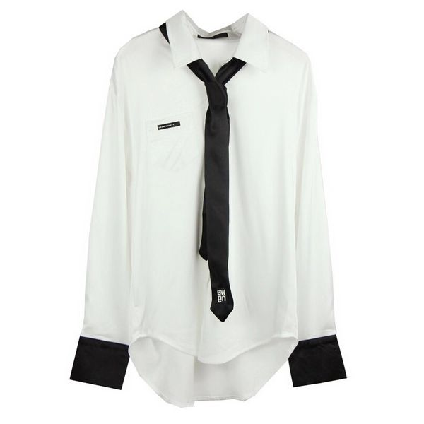 spring new korean style silky glossy tie blusas lapel ladies fashion shirt mid-length womens loose long sleeve blouse, White
spring new korean style silky glossy tie blusas lapel ladies fashion shirt mid-length womens loose long sleeve blouse, White