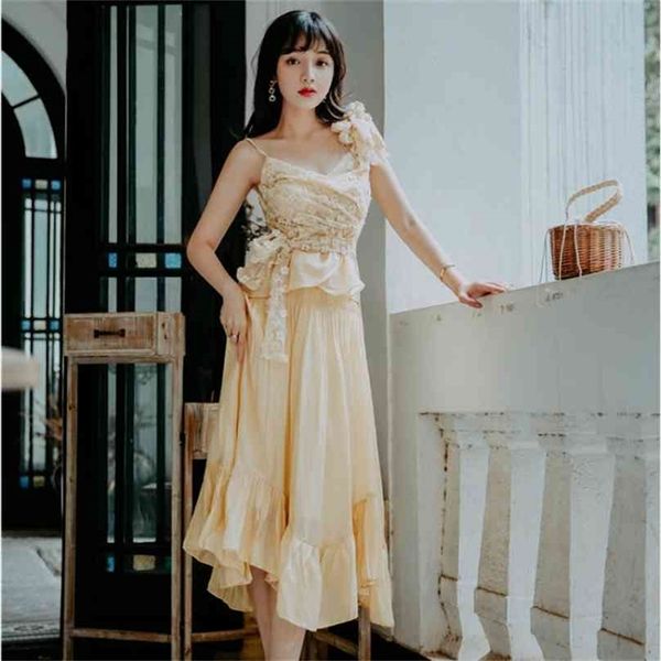 beige sleeveless lace and half long skirt cotton summer vintage women two-piece outfilts set dress 210603, White
beige sleeveless lace and half long skirt cotton summer vintage women two-piece outfilts set dress 210603, White