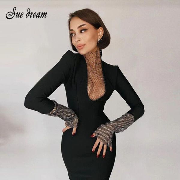 casual dresses 2021 summer women bandage dress elegant black long sleeve mesh beading celebrity party club, Black;gray
casual dresses 2021 summer women bandage dress elegant black long sleeve mesh beading celebrity party club, Black;gray