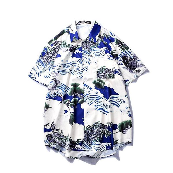 men's casual shirts short sleeve shirt harajuku print style blouse hawaiian seaside fashion, White;black
men's casual shirts short sleeve shirt harajuku print style blouse hawaiian seaside fashion, White;black