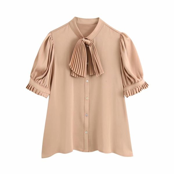 summer women shirt champagne solid pleated bow o-neck short sleeve shirts fashion casual ladies 210517, White
summer women shirt champagne solid pleated bow o-neck short sleeve shirts fashion casual ladies 210517, White