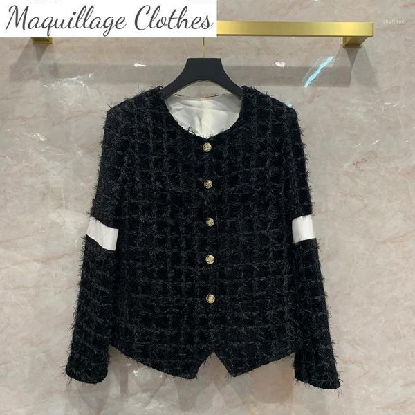 spring autumn women's tweed coat elegant women o-neck wool jackets c677 & blends, Black
spring autumn women's tweed coat elegant women o-neck wool jackets c677 & blends, Black