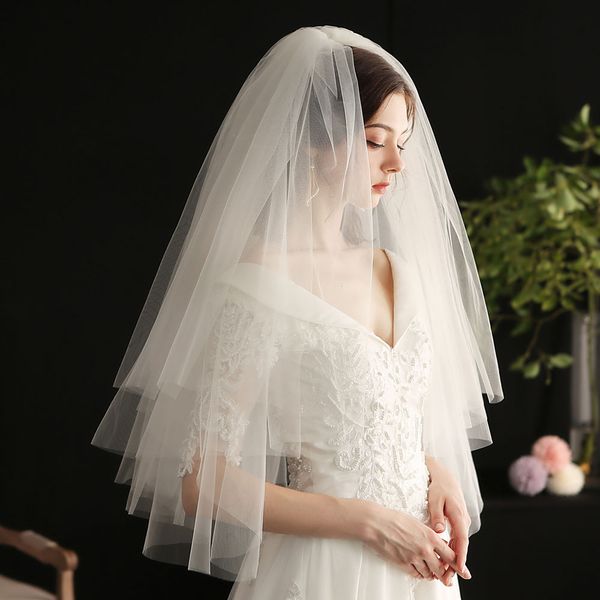 v652 classical elbow length church wedding bridal veil multi-layer plain tulle cut edge white marriage party bride headdress, Black
v652 classical elbow length church wedding bridal veil multi-layer plain tulle cut edge white marriage party bride headdress, Black
