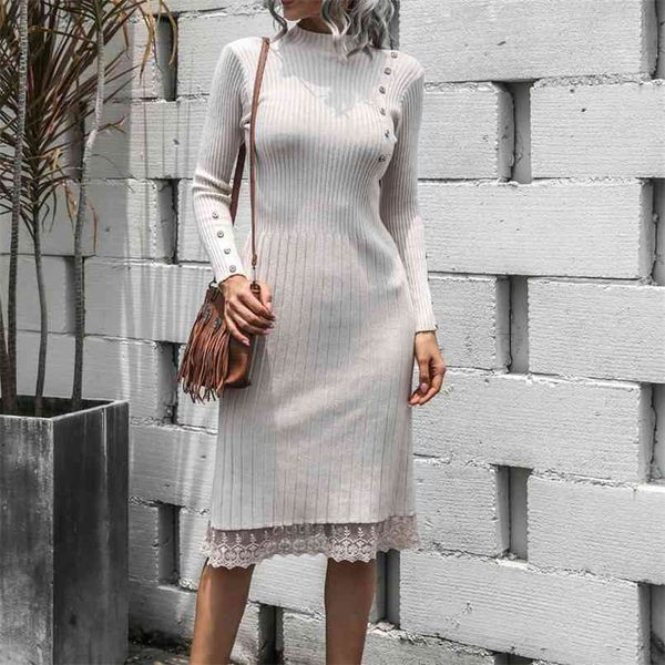 lace dress sweater womens autumn winter fashion casual turtleneck long sleeves button knitted vestidos 210508, Black;gray
lace dress sweater womens autumn winter fashion casual turtleneck long sleeves button knitted vestidos 210508, Black;gray