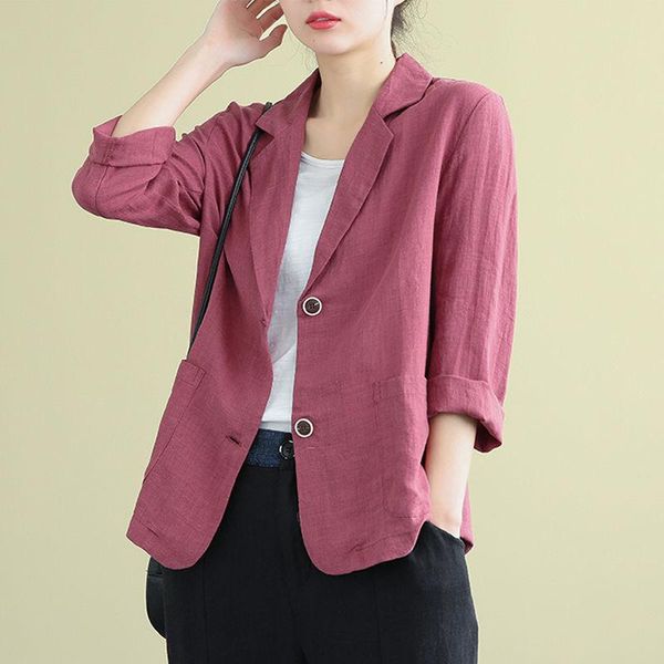 women's suits & blazers spring summer arts style women long sleeve cotton linen blazer mujer loose all-matched casual vintage coat s96, White;black
women's suits & blazers spring summer arts style women long sleeve cotton linen blazer mujer loose all-matched casual vintage coat s96, White;black