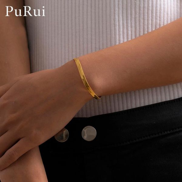 link, chain purui trendy gold color snake bracelets bangles for women herringbone accessories jewelry gift charm pulseras, Black
link, chain purui trendy gold color snake bracelets bangles for women herringbone accessories jewelry gift charm pulseras, Black