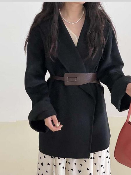 women's wool & blends a double-sided cashmere coat for autumn and winter/baggy lady, Black
women's wool & blends a double-sided cashmere coat for autumn and winter/baggy lady, Black