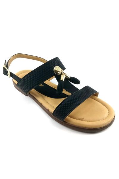 women's leather sandelet sandals, Black