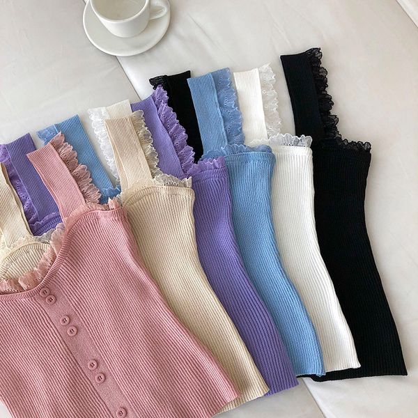 pure color knitted vest women's summer korean slim short sling bottoming for womens camis knitted vintage cami 210420, White
pure color knitted vest women's summer korean slim short sling bottoming for womens camis knitted vintage cami 210420, White