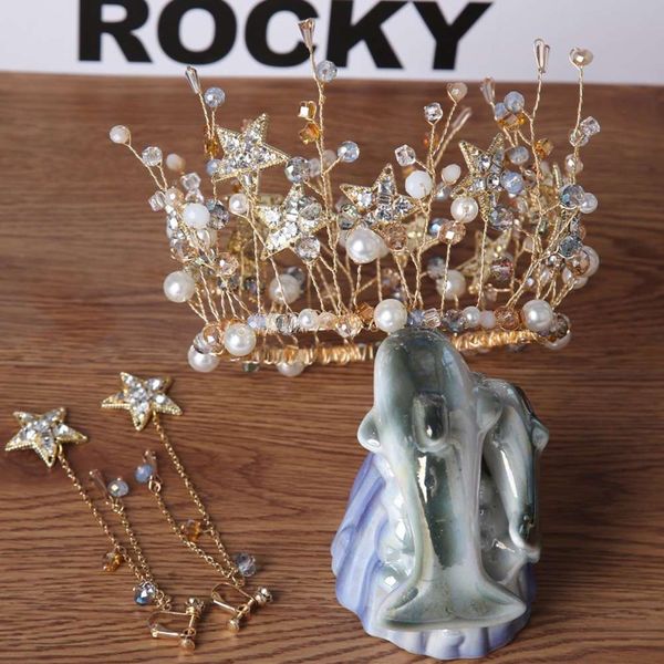 bridal headdrs golden fort hair super star handmade round crown wedding accsori, Slivery;golden
bridal headdrs golden fort hair super star handmade round crown wedding accsori, Slivery;golden