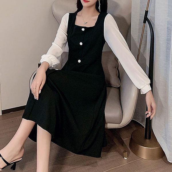 casual dresses women french retro dress square collar autumn long-sleeve street black chiffon fashion temperament splice, Black;gray
casual dresses women french retro dress square collar autumn long-sleeve street black chiffon fashion temperament splice, Black;gray