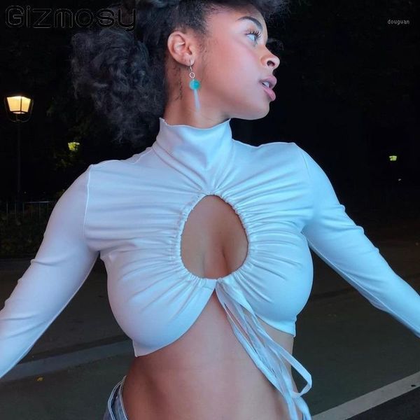 gizmosy 2021 spring women hollow out t-shirt drawstring lace up turtleneck ruched street party clubwear outfits women's, White
gizmosy 2021 spring women hollow out t-shirt drawstring lace up turtleneck ruched street party clubwear outfits women's, White