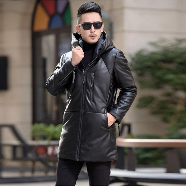 men's fur & faux brand korean plus size long leather jacket men winter warm white duck down outwear hooded coats male fashion jackets m, Black
men's fur & faux brand korean plus size long leather jacket men winter warm white duck down outwear hooded coats male fashion jackets m, Black