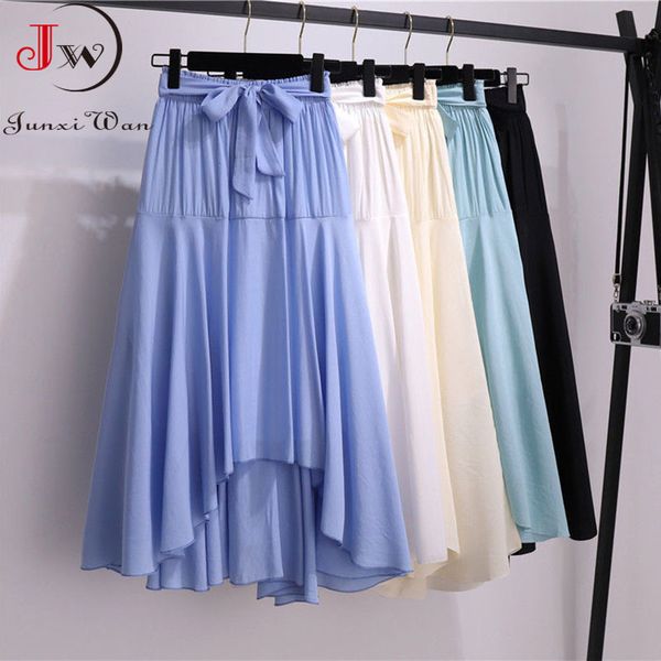 women summer cotton skirts korean style solid high waist bowknot sweet irregular beach long faldas femme 210510, Black
women summer cotton skirts korean style solid high waist bowknot sweet irregular beach long faldas femme 210510, Black