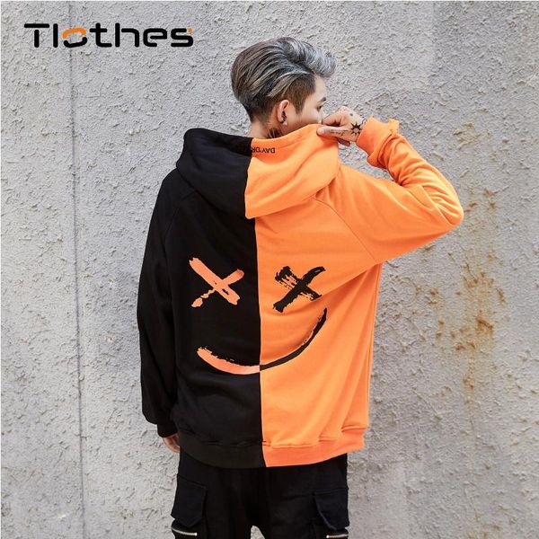 men's hoodies & sweatshirts hip hop smile print hooded men clothes streetwear kangaroo pocket pullover casual loose patchwork tracksuit, Black
men's hoodies & sweatshirts hip hop smile print hooded men clothes streetwear kangaroo pocket pullover casual loose patchwork tracksuit, Black