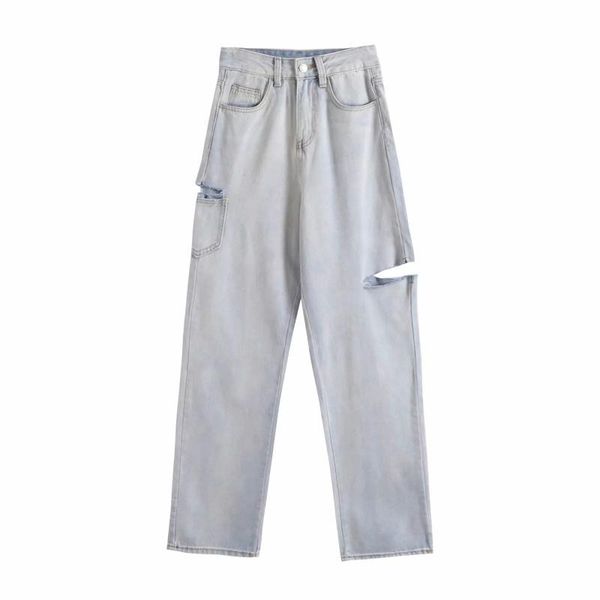 women's jeans and american blogger style side pocket hole 2021 light blue tall waist loose straight wide-legged pants
women's jeans and american blogger style side pocket hole 2021 light blue tall waist loose straight wide-legged pants