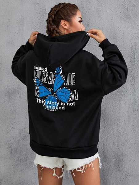 butterfly & slogan graphic drop shoulder drawstring hoodie h80r#, White;black
butterfly & slogan graphic drop shoulder drawstring hoodie h80r#, White;black