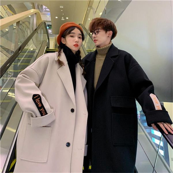 men's wool & blends autumn and winter windbreaker mid-length trend handsome couple woolen coat loose korean, Black
men's wool & blends autumn and winter windbreaker mid-length trend handsome couple woolen coat loose korean, Black