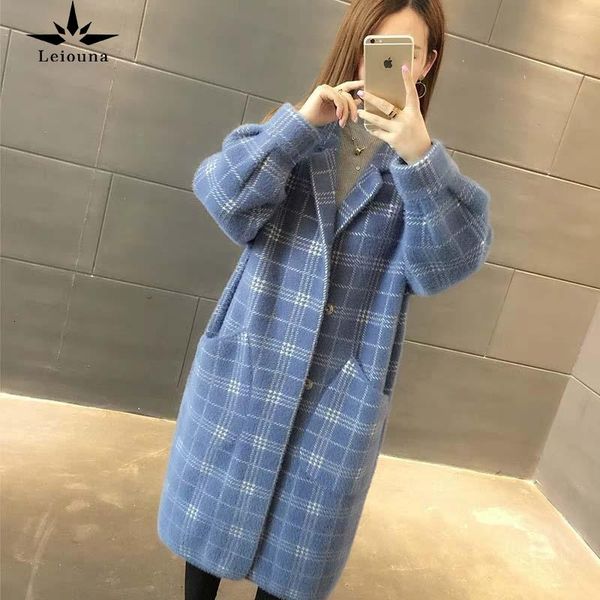 women's wool & blends leiouna long loose plaid v-neck casual 2021 fashion coat women open stitch woolen female overcoat winter femme ma, Black
women's wool & blends leiouna long loose plaid v-neck casual 2021 fashion coat women open stitch woolen female overcoat winter femme ma, Black