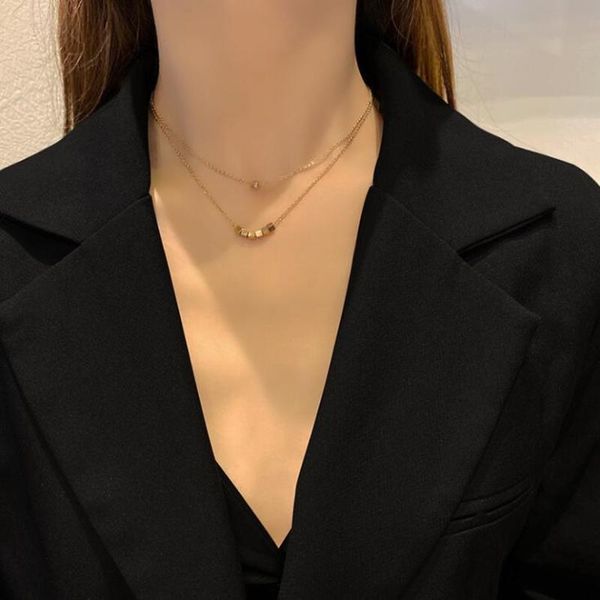 stainless steel 2 layer zircon square beaded charms chain choker pendant necklace for women fashion fine jewelry party gift chains, Silver
stainless steel 2 layer zircon square beaded charms chain choker pendant necklace for women fashion fine jewelry party gift chains, Silver