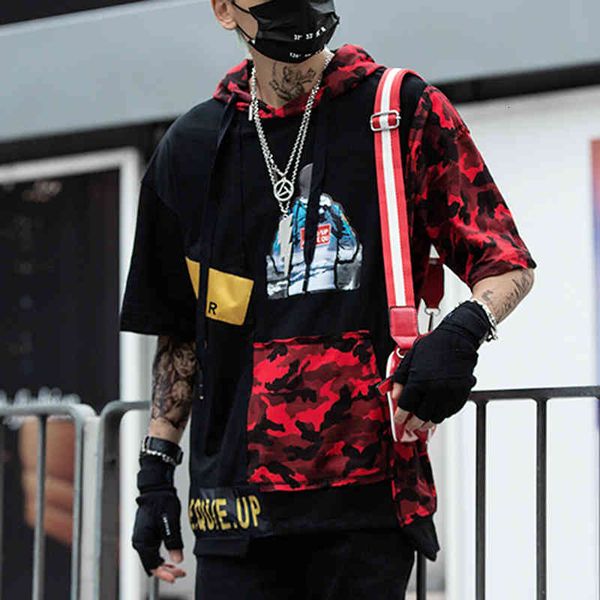 summer brand design patch color matching hooded short-sleeved shirt hip hop cotton fashion wild camouflage t-shirt male, White;black
summer brand design patch color matching hooded short-sleeved shirt hip hop cotton fashion wild camouflage t-shirt male, White;black