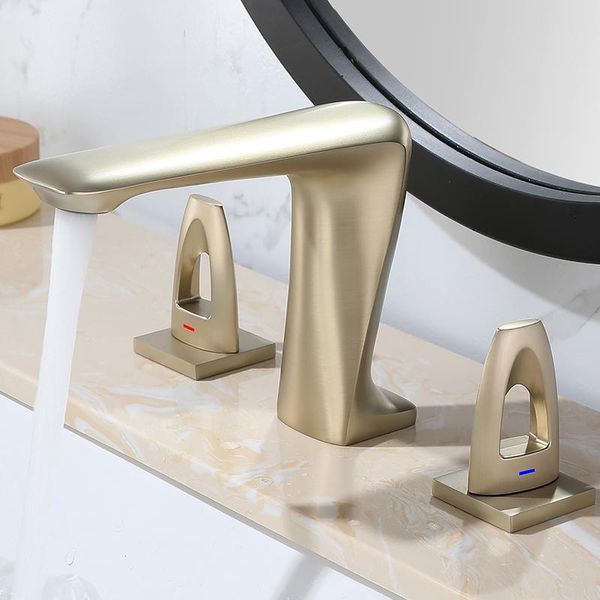 brush gold basin faucets brass bathroom 8'sink faucet widespread 3 hole mixer unique design sink
brush gold basin faucets brass bathroom 8'sink faucet widespread 3 hole mixer unique design sink