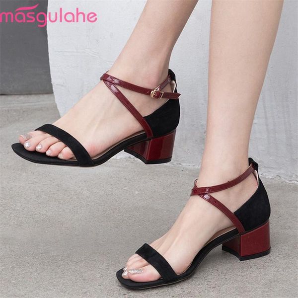 masgulahe 2021 arrival women sandals suede leather mixed colors summer shoes square high heels dress party female, Black
masgulahe 2021 arrival women sandals suede leather mixed colors summer shoes square high heels dress party female, Black