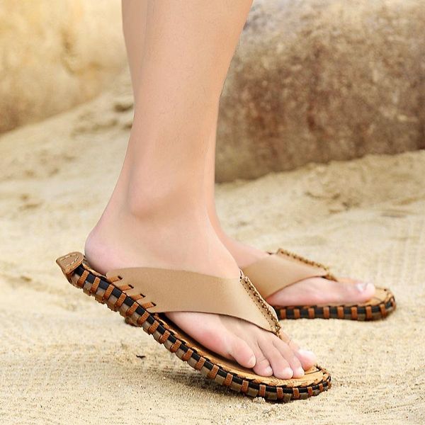 slippers pu luxury shoes men sandals leather slides for home women men's beach man winter flip flops, Black