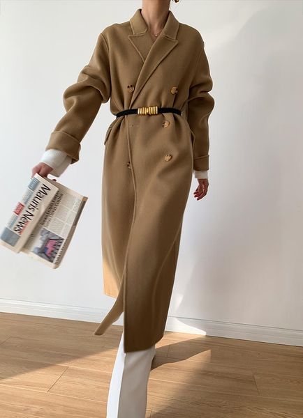 women's wool & blends vintage long suit collar double breasted women sided cloth cashmere coat can customized big size, Black
women's wool & blends vintage long suit collar double breasted women sided cloth cashmere coat can customized big size, Black