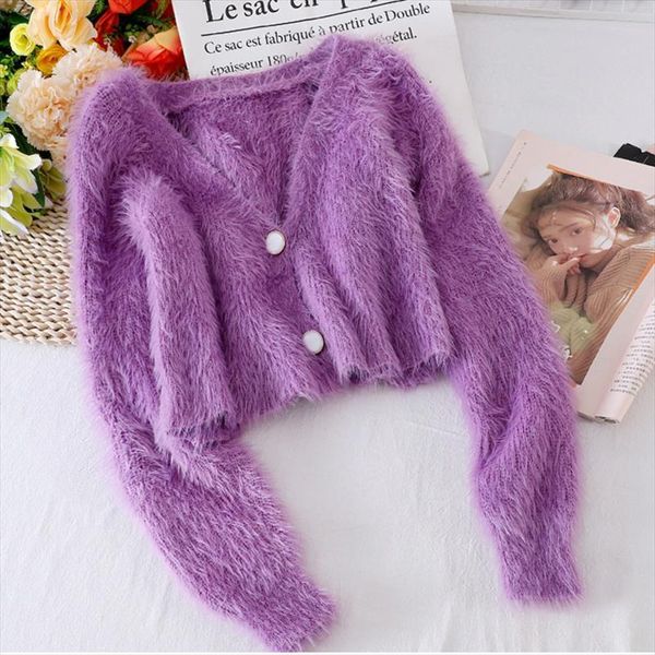 cropped cardigan v neck womens sweaters mink cashmere women oversized christmas fuzzy cardigans korean winter pull, White;black
cropped cardigan v neck womens sweaters mink cashmere women oversized christmas fuzzy cardigans korean winter pull, White;black