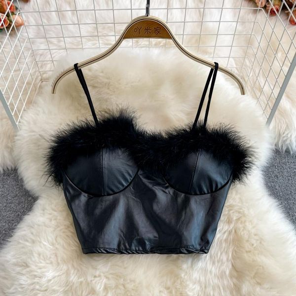 women's tanks & camis spaghetti strap tank woman built in bra pu for women korean fashion crop leather camisole, White
women's tanks & camis spaghetti strap tank woman built in bra pu for women korean fashion crop leather camisole, White