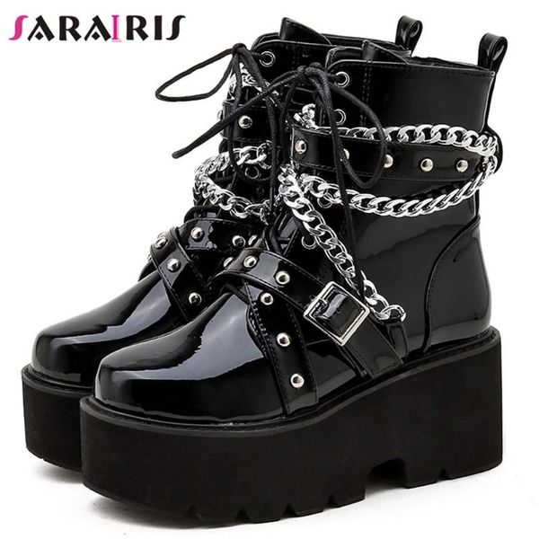 boots sarairis balck platform zipper cross tied ankle women chain cool fashion quality winter ladies shoes, Black
boots sarairis balck platform zipper cross tied ankle women chain cool fashion quality winter ladies shoes, Black