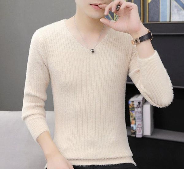 men's sweaters mink fleece v-neck sweater 2021 winter youth korean style non-shedding fashion clothing, White;black
men's sweaters mink fleece v-neck sweater 2021 winter youth korean style non-shedding fashion clothing, White;black