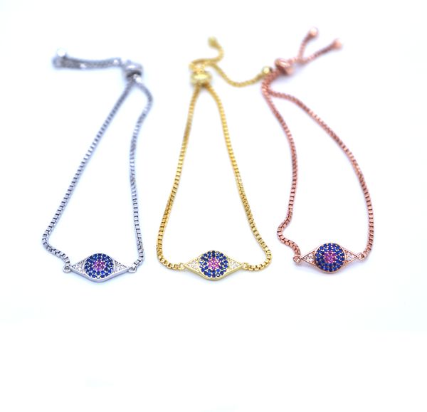 color turkish evil eye micro pave cz gold thin adjustable link chain bracelets for women, Golden;silver
color turkish evil eye micro pave cz gold thin adjustable link chain bracelets for women, Golden;silver