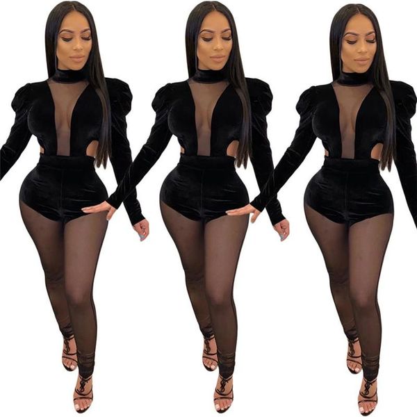 women's jumpsuits & rompers fall autumn winter women mesh perspective velvet full sleeve night club party outfits one piece, Black;white
women's jumpsuits & rompers fall autumn winter women mesh perspective velvet full sleeve night club party outfits one piece, Black;white