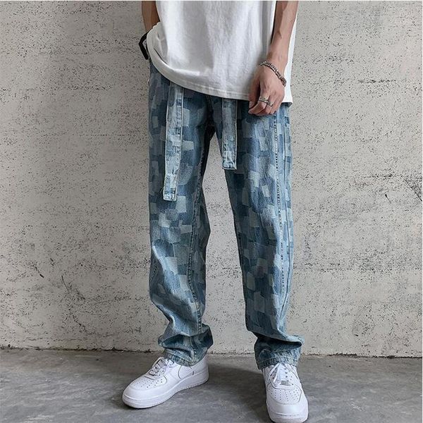 men's jeans personality trend of summer lightweight fabric with loose straight leg goes everything, Blue
men's jeans personality trend of summer lightweight fabric with loose straight leg goes everything, Blue