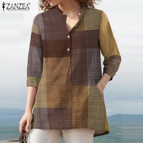 kaftan check shirts women's button blouse zanzea 2021 retro casual 3/4 sleeve blusas female o neck tunic oversized blouses &, White
kaftan check shirts women's button blouse zanzea 2021 retro casual 3/4 sleeve blusas female o neck tunic oversized blouses &, White