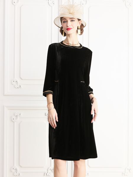 early autumn clothing 2021 new womens french retro high-grade velvet dress european and american famous three-quarter sleeve dress, Black;gray
early autumn clothing 2021 new womens french retro high-grade velvet dress european and american famous three-quarter sleeve dress, Black;gray