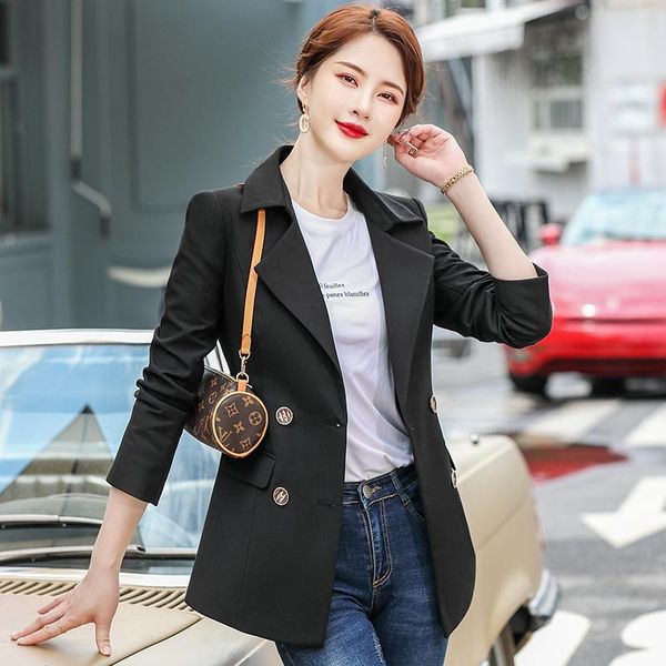 women's suits & blazers 2021 jacket women fashion slim double breasted coat ol styles autumn winter for business work blazer outwear, White;black
women's suits & blazers 2021 jacket women fashion slim double breasted coat ol styles autumn winter for business work blazer outwear, White;black