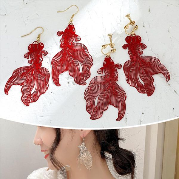 stud ethnic style red goldfish earrings for lady party accessories exaggerated hollow long women hooks on ear present, Golden;silver
stud ethnic style red goldfish earrings for lady party accessories exaggerated hollow long women hooks on ear present, Golden;silver