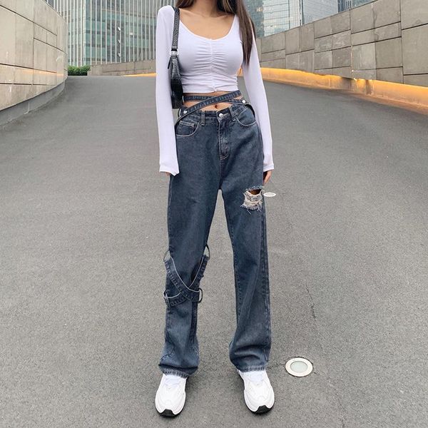 women's jeans arrivals style pants in trendy street po special with burr and hole personality ribbon, Blue
women's jeans arrivals style pants in trendy street po special with burr and hole personality ribbon, Blue