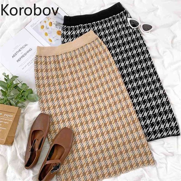 korobov korean knit vintage elegant plaid skirts preppy style autumn winter new chic faldas mujer high waist slim skirt 210430, Black
korobov korean knit vintage elegant plaid skirts preppy style autumn winter new chic faldas mujer high waist slim skirt 210430, Black