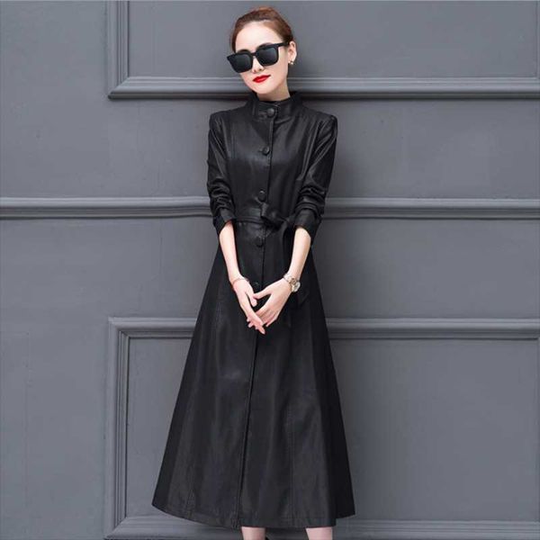 women's leather & faux high-quality spring autumn long slim skinny trench coat leathers loose plus size overcoat, Black
women's leather & faux high-quality spring autumn long slim skinny trench coat leathers loose plus size overcoat, Black