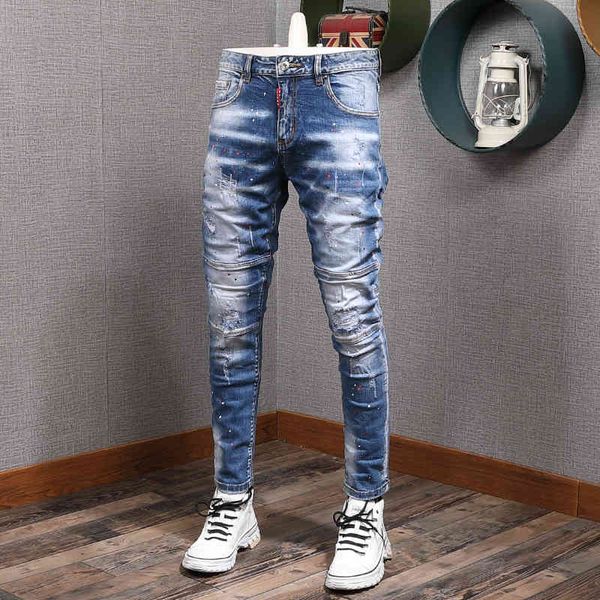 jeans italian style fashion men jeans blue elastic slim fit painted ripped trousers streetwear vintage designer denim pencil pants
jeans italian style fashion men jeans blue elastic slim fit painted ripped trousers streetwear vintage designer denim pencil pants