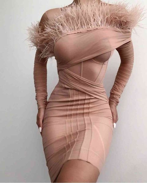dress designer pink feather dressing winter 2021 women's fashion off shoulder tight evening vestido hxi3, Black;gray
dress designer pink feather dressing winter 2021 women's fashion off shoulder tight evening vestido hxi3, Black;gray