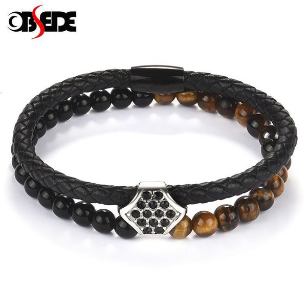 charm bracelets genuine leather beaded for men trendy natural stone double-layer wristband black cz male jewelry christmas gifts, Golden;silver
charm bracelets genuine leather beaded for men trendy natural stone double-layer wristband black cz male jewelry christmas gifts, Golden;silver