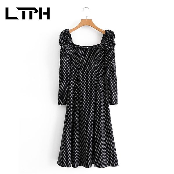 ltph vintage polka dot print puff sleeve women dress square collar mid-length elegant split dresses autumn 210423, Tan;black
ltph vintage polka dot print puff sleeve women dress square collar mid-length elegant split dresses autumn 210423, Tan;black