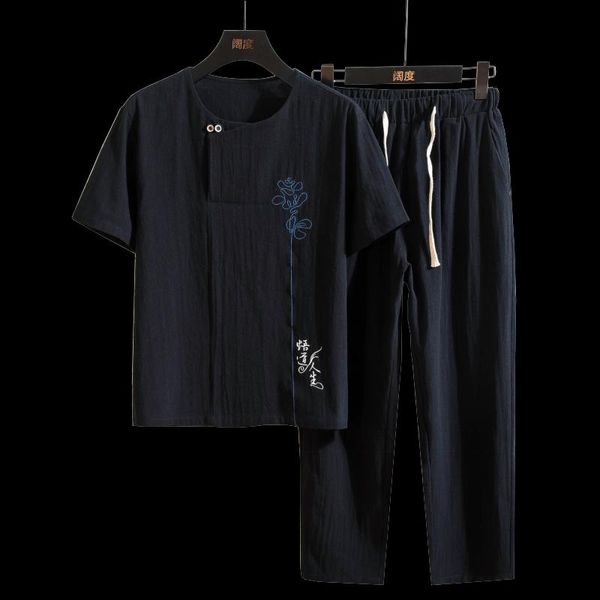 summer cotton linen men sets short-sleeved+trousers embroidery casual two-piece men's tracksuit 4 color s-5xl tz605 tracksuits, Gray
summer cotton linen men sets short-sleeved+trousers embroidery casual two-piece men's tracksuit 4 color s-5xl tz605 tracksuits, Gray