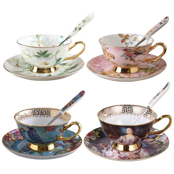 cups & saucers european style ceramic coffee cup set with saucer and spoon high end porcelain tea gift box for afternoon
cups & saucers european style ceramic coffee cup set with saucer and spoon high end porcelain tea gift box for afternoon